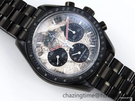 0307 Speedmaster Black Benom PVD Moon RMF Best Edition on PVD Bracelet Lemania HW WrinkleFree 7727